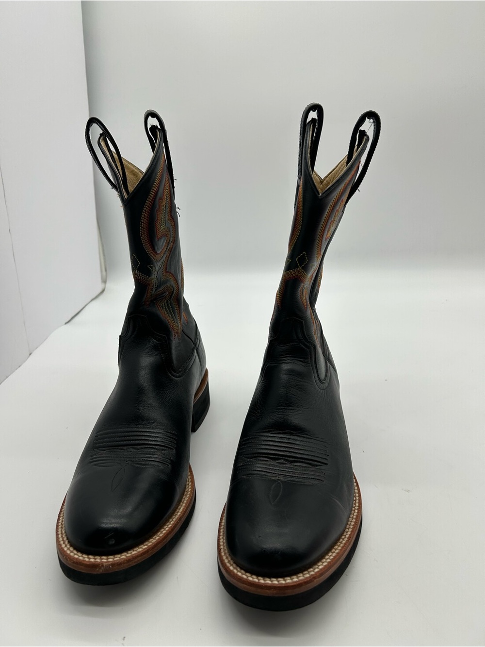Ariat Black Leather Western Pull-On Boots - Classic Cowboy Style size 10.5